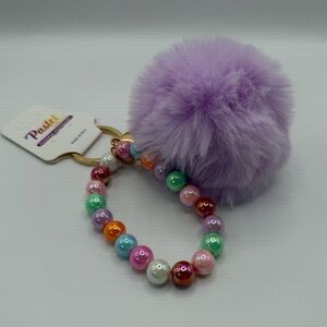 Purple Puff Beaded Bag Charm Keychain NwT
